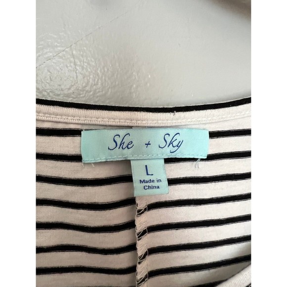 She & Sky striped tunic with elbow patches size L - Picture 3 of 4